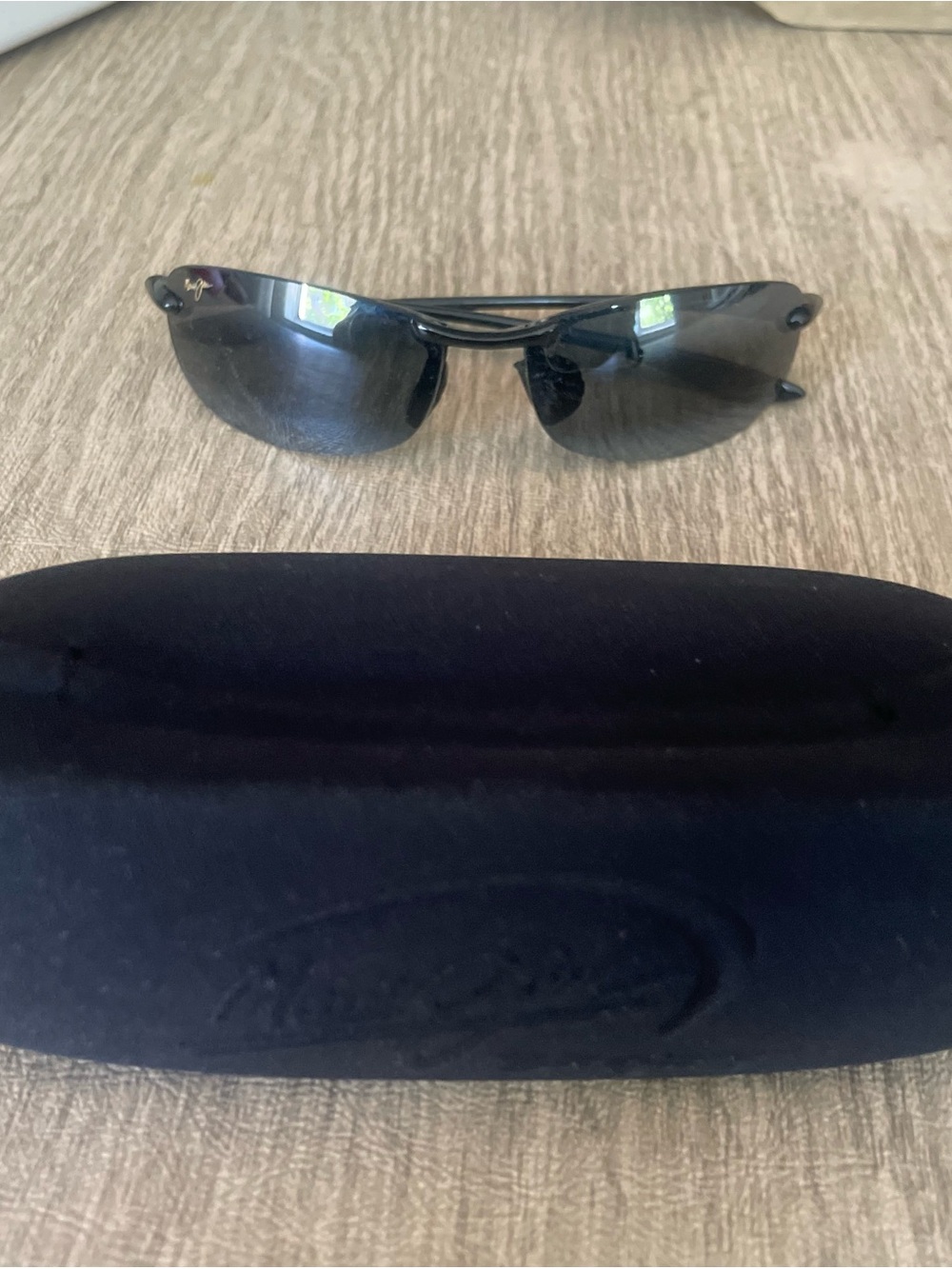 Maui Jim Men's Rimless Sunglasses Black Gray Lenses